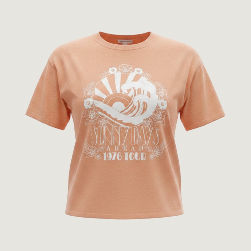 Obsessive Love Sunny Days Ahead 1976 Tour Graphic Crop T-Shirt Orange‎ XL
